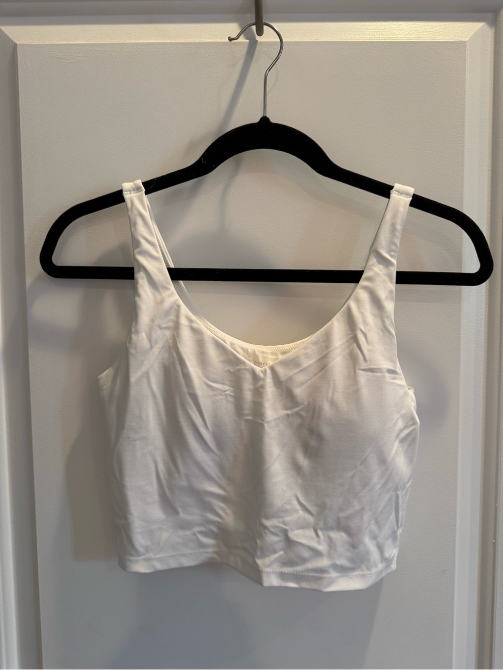aerie White Scoop Neck Cropped Tank with built in bra